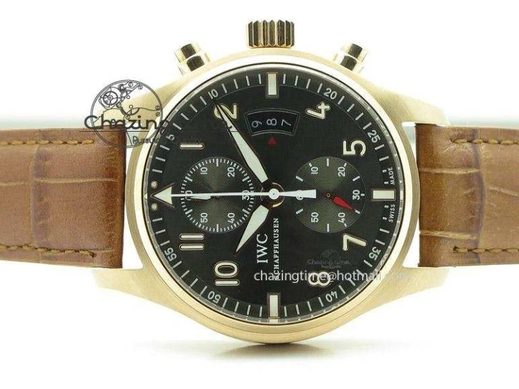 MIROTIME 0520 Youthful Pilot Chrono RG 3878 Gray Dial on Light Brown Leather Strap A 7394